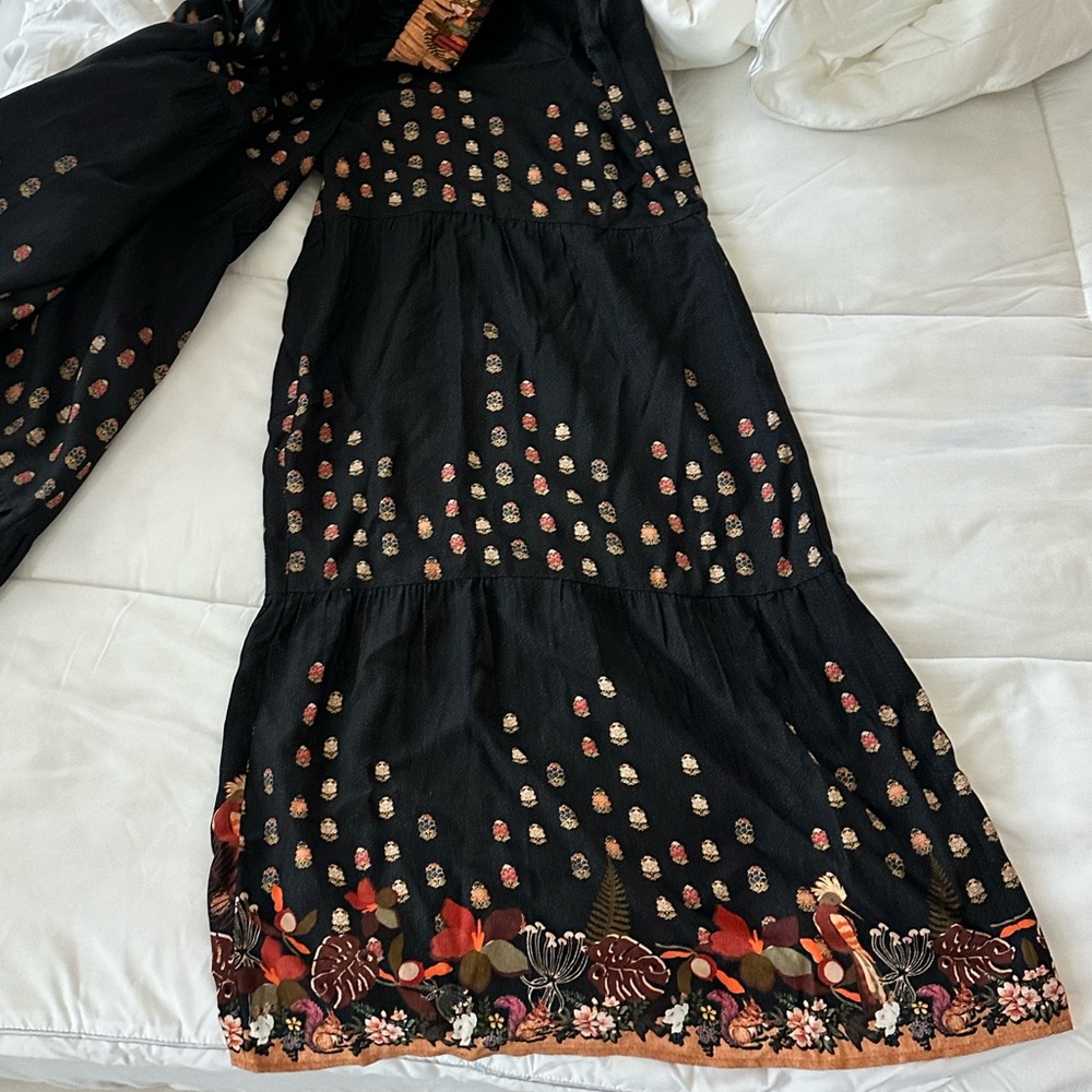 Ranna Gill Black wide leg pants with Orange and Red Floral Design - Picture 4 of 6